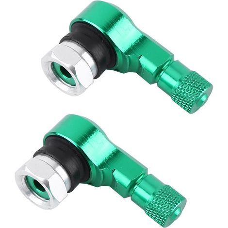 2 pcs Adaptateur d'Extension de Valve de Pneu 90 Degrés en Alliage Aluminium Tige de Bouchons de Valve de Pneu de Voiture (Green) (1/5)