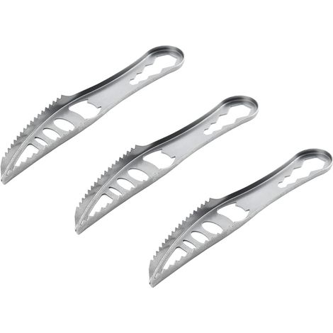 Escamas de pescado, cepillo para escamas, juego de escamas para pececillos de plata (3 piezas), utensilios de cocina de acero inoxidable, herramientas para mariscos, escamas de pescado portátiles, her (1/5)