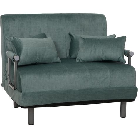 Poltrona letto HHG-690, pieghevole Divano letto, superficie riposo 190x100cm, tessuto ciniglia (370g/m²), blu verde