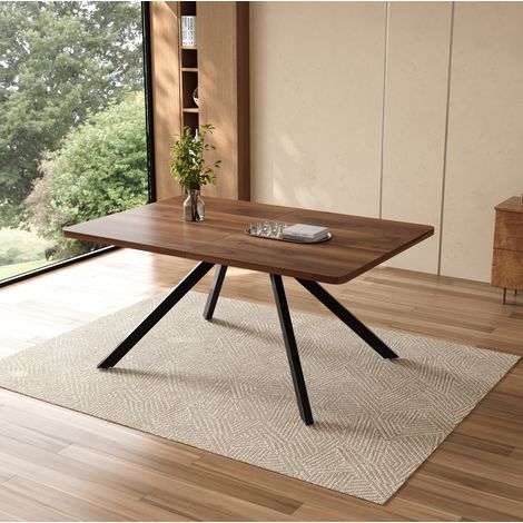 Mesa de comedor extensible de MDF color nogal 160/200/240 x 90 cm rectangular 6-10 plazas (1/5)