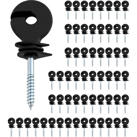 Lot de 50 isolateurs annulaires pour clôture électrique, isolateurs à vis, isolateurs à vis, accessoires de clôture électrique pour poteaux en bois (1/5)