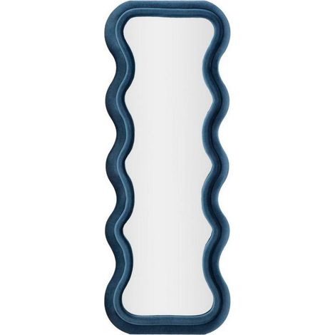 Dmora - Specchio Allen, Specchiera, Articolo d'arredo a muro, Decorazione con specchio, 60x6 h160 cm, Blu