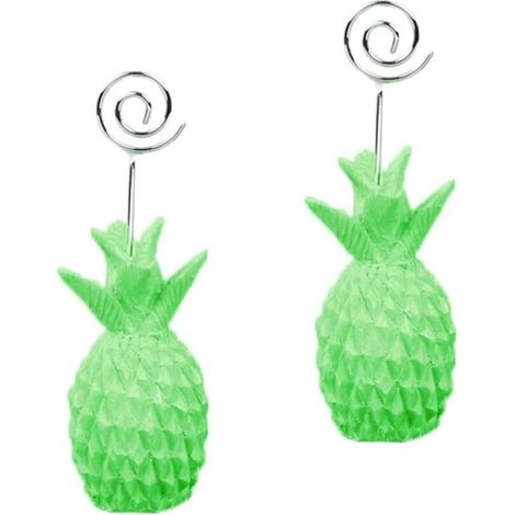 Portafoto e portamessaggio in resina a forma di ananas, 2 pezzi, verde smeraldo, design tropicale per tavolo o scrivania.