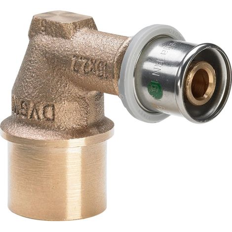 Viega Sanfix Fosta Sanfix P-Codo de transición 90 grados, d 25mm, Rp 3/4 Bronce rojo Modelo 2114.1, 595814