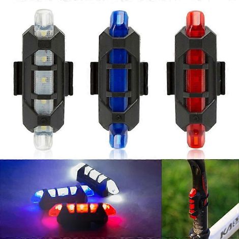 Éclairage vélo étanche en trois parties, feu arrière de vélo rechargeable par USB, LED pour VTT, accessoires de sécurité pour vélo (1/5)