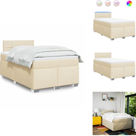 The Living Store Sommier à lattes de lit avec matelas crème 120x190 cm tissu - Matelas à ressorts ensachés (1/5)