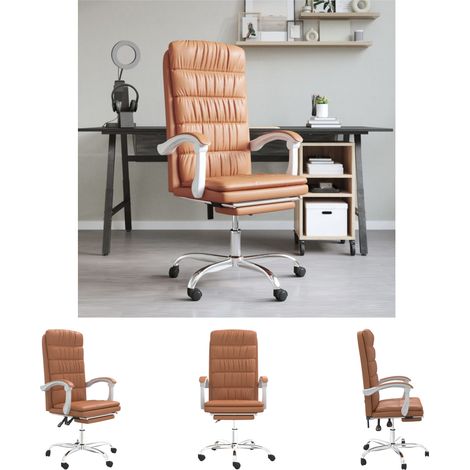 Maison Exclusive - Bürostuhl mit Liegefunktion Braun Kunstleder (1/5)