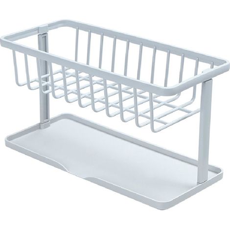 Etagère D'Angle - Organisateur Pour Evier Et Salle De Bains - En Plastique Abs - 20 X 9 X 11 Cm - Blanc Gris Beige - 1 Pièce (1/2)