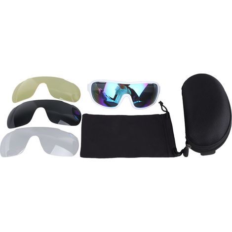 Lunettes de vélo avec 3 verres interchangeables, lunettes de cyclisme sport extérieur plein cadre, ensemble pour VTT et course (1/5)