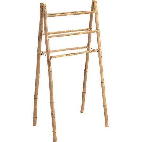 Porte-serviettes tréteau en bambou - 6 barres de penderie - Naturel - 130x64cm - BOX & BEYOND (1/5)