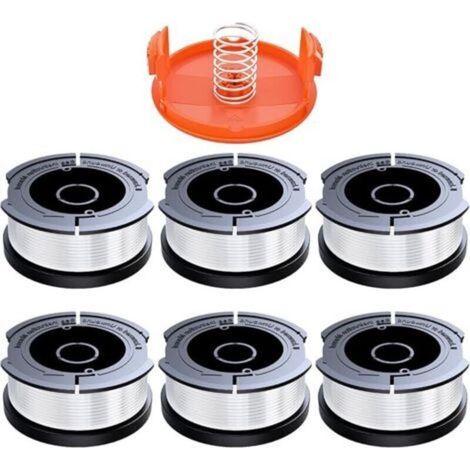 Bobine Coupe Bordure - Diamètre 1,65 mm - Longueur 10 m - Compatible Tondeuses À Fil - Lot de 6 Bobines + 1 Couvercle + 1 Ressort (1/5)
