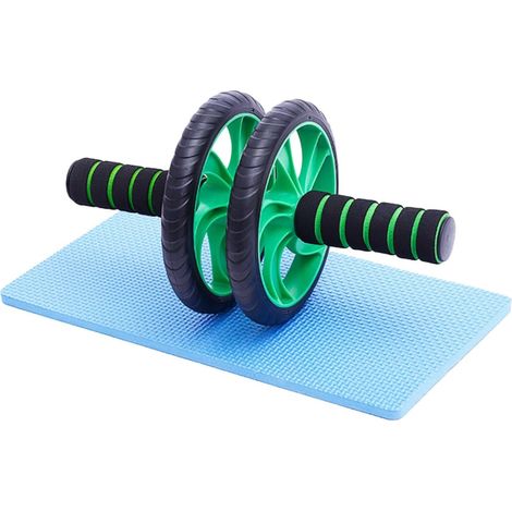 Roue abdominale silencieuse double roues + tapis genoux, perte poids/musculation