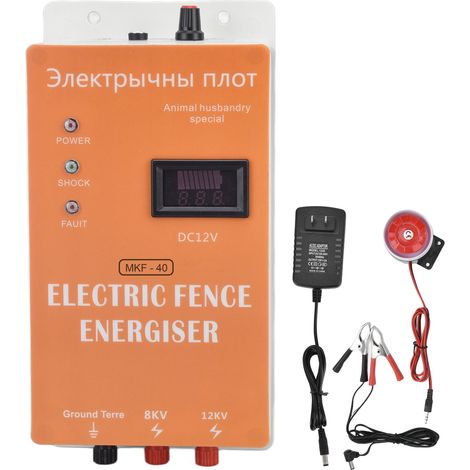 Clôture électrique solaire 25 miles, énergiseur DC/AC temps réel, hôte à impulsions pour animaux, prise US 100-240V. (1/5)