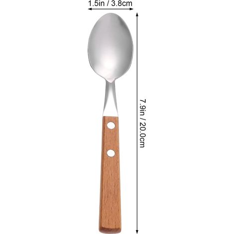 Ensemble de 5 cuillères de dessert en acier inoxydable avec poignées en bois