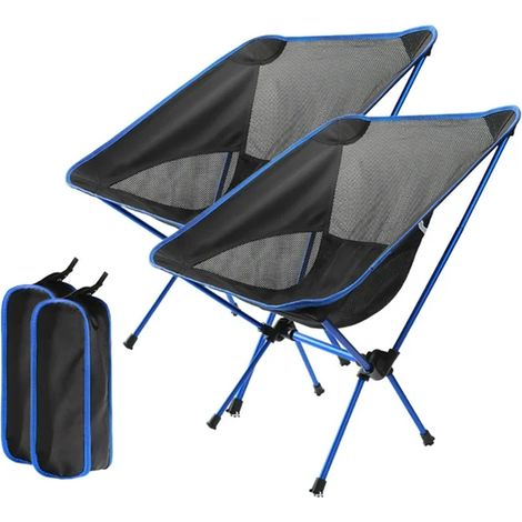 Ensemble de 2 chaises de camping pliables ultralégères, idéales pour le camping, la plage, la randonnée, les pique-niques et la pêche. (1/5)