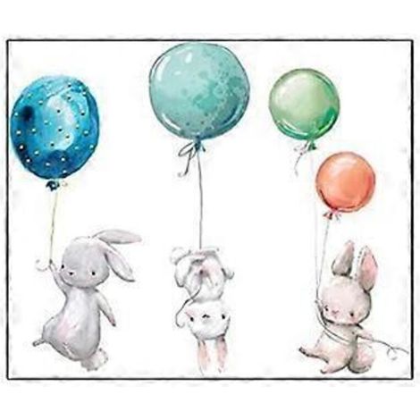 Sticker mural lapin famille chambre d'enfant fille (1/5)