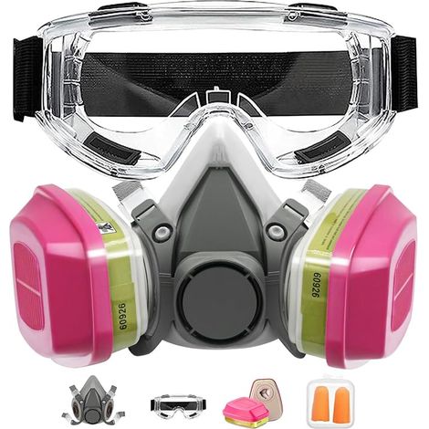 Reusable gas cover respirator mask with filters for painting,  chemicals,  organic vapors,  welding,  polishing,  woodworking (1/5)