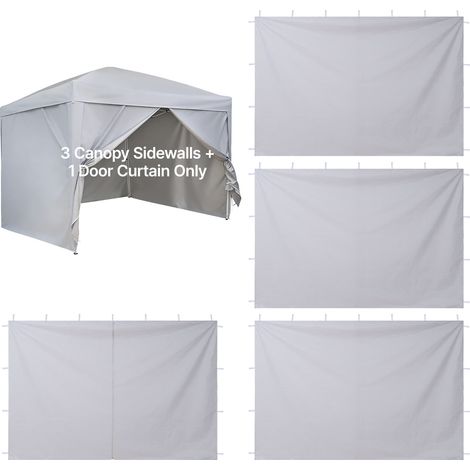 VEVOR 4x Seitenwände für Pavillon, Seitenteile für 3 x 3 m Faltpavillon, Wasserfeste Seitenplanen mit Sonnenschutz PU-Beschichtung, Seitenwand mit Reißverschlusstür für Outdoor-Events Camping, Weiß (1/5)