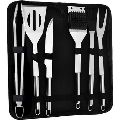 Grillbesteck, Grillzubehör, Grillsets, Grillutensilien, Campinggeschirr, 6-teilig