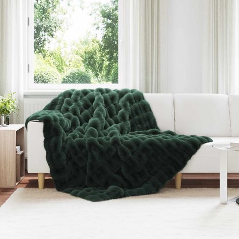 Rutschfeste Decke aus Kunstkaninchenfell Olite 4 pcs Dunkelgrün