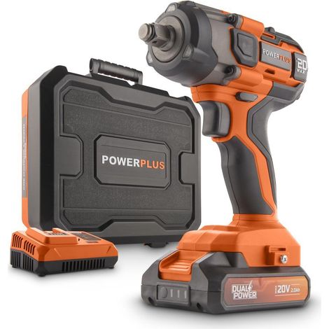 Powerplus Dual Power Clé à Chocs sans Fil POWDP20160 - Clé à Chocs sur Batterie de 1/2" et 20 V, 4350 tr/min. et 220 Nm, Batterie et Chargeur Inclus (1/5)