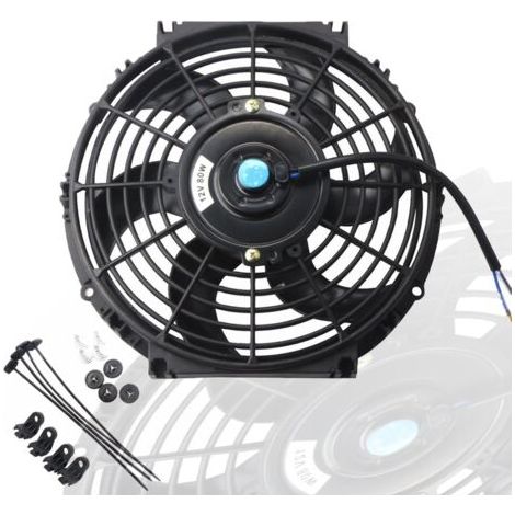 Kit de ventilateur de refroidissement de radiateur électrique mince universel de 10 in – Ventilateur double fonction 12 V 80 W avec matériel de montage, pour voiture/camion/SUV (noir)