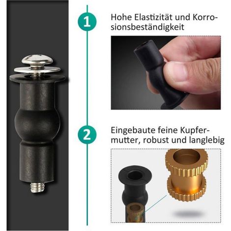 2 paires Vis de fixation, Acier inoxydable 304, Boulon expansion caoutchouc, Trou 13-18 mm, Siège toilette (1/4)