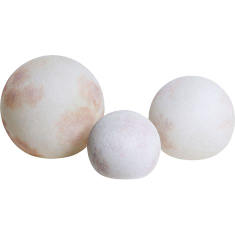 Set of 3 Outdoor LED Ball Lamps Off-White Synthetic Material IP67 Waterproof with Remote Control Garden Patio Lighting Solution LUNICE (1/5)