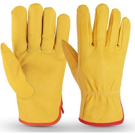 Gants de travail en cuir vachette résistants coupures, avec fermeture élastique (1/4)