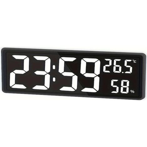 Horloge numérique murale blanche de 14,3 pouces avec affichage de la température (1/5)