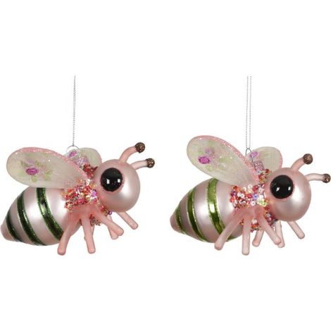 DECORAZIONE NATALIZIA APE INSETTO IN VETRO MULTI GLITTER 11,5X9,5X8,5 CM (1/2)