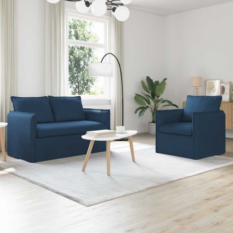Sofa Set 2 pcs Blau 136 x 82 x 85 cm Stoff