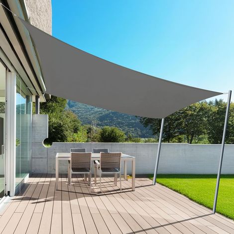 Voile d'ombrage Imperméable Rectangulaire 3x4m Toile Ombrage UV Protection pour Terrasse Extérieur Jardin -Gris