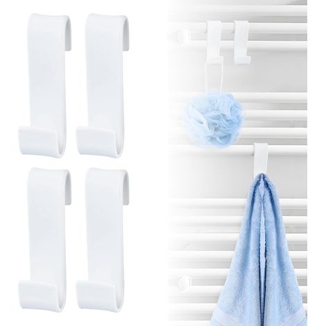 4 Pieces Crochet Radiateur Rond,Crochet pour Salle de Bain,Crochet Seche Serviette,Crochet Porte Serviette Tablette Radiateur,pour Tous les Radiateurs Standards,Blanc Pcs (Blanc) -'4 Pcs (Blanc)