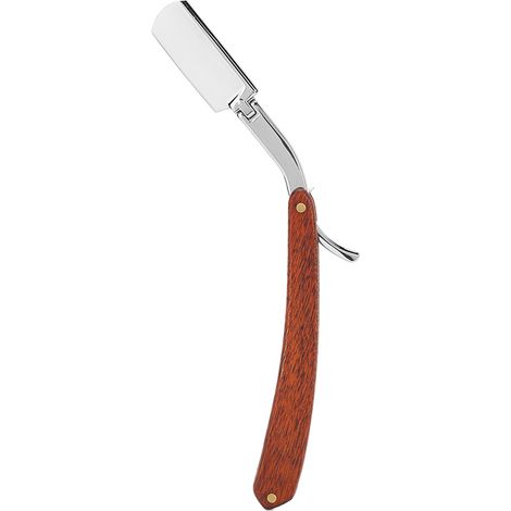 Rasoir manuel professionnel homme, manche en bois pliable, porte-lame rétractable (sans lame) (1/5)