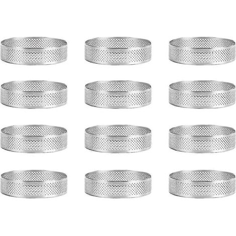 Lot de 12 cercles à tarte en acier inoxydable, compatibles avec les moules à gâteaux et mousses, 6 cm (1/5)
