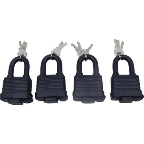 4er-Pack wetterfeste Vorhängeschlösser mit je 3 Schlüsseln, 58,8x94,4mm