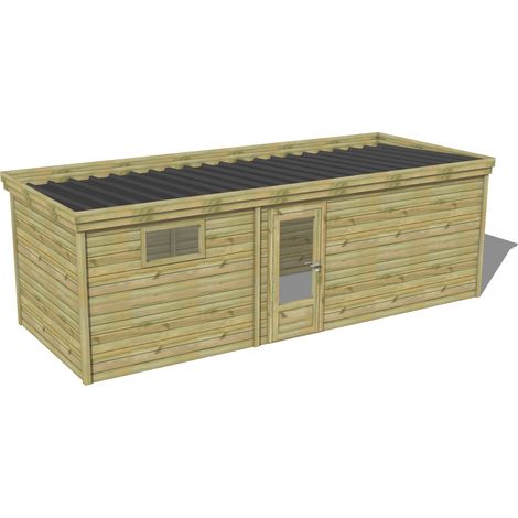 ABRI DE JARDIN bois traité 27mm, 7,4x2,6m, 20m2