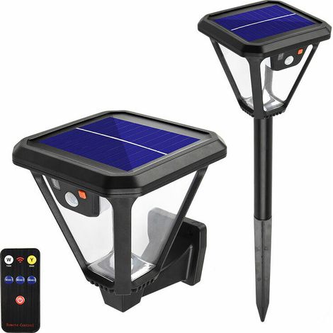 100 LED Lampes solaires d'extérieur, applique murale solaire + lampadaire - lumière blanche - télécommande - 1 pièce (1/4)