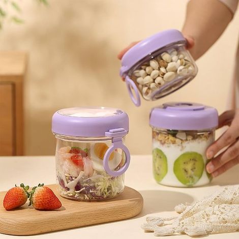 Fiambrera portátil grande，530 ml + 330 ml，fiambrera a prueba de fugas，fiambrera para ensalada de yogur (1/5)