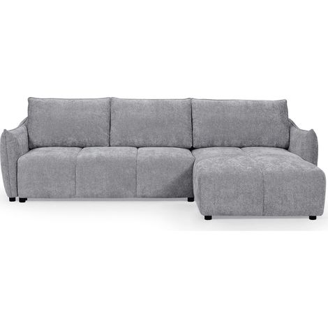 Canapé d'angle convertible et réversible en velours chiné gris (1/5)