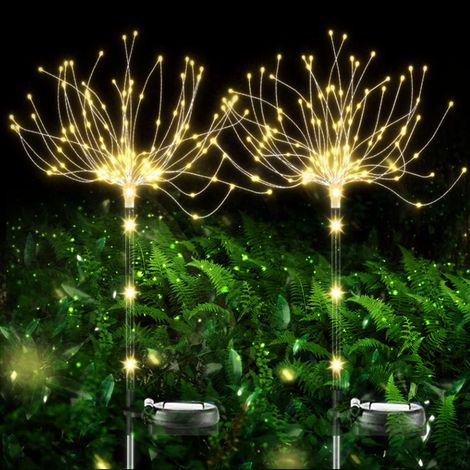 Beijiyi – Lumière solaire extérieure jardin 2 pièces 120 LED feu d'artifice – IP65 étanche – Design flexible pour patio, cour, balcon – Ambiance festive (1/5)