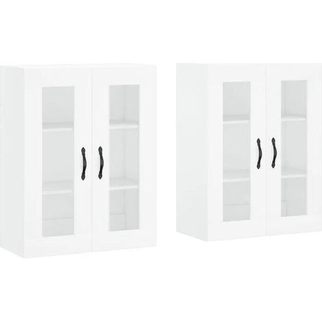Set di 2 pensili a muro bianchi 69,5 x 34 x 90 cm in legno composito bianco 020055451