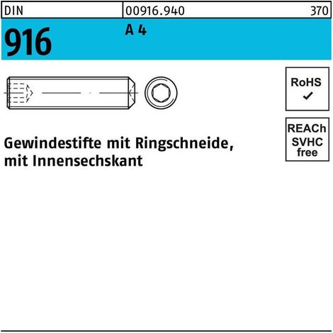 Gewindestift DIN 916 Ringschn./Innen-6kt M5x 5 A 4 500 Stück