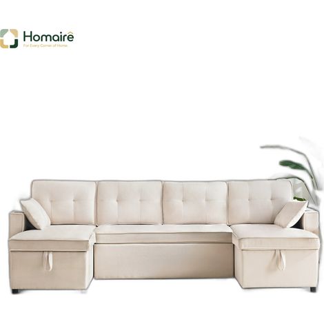 Canapé en tissu beige 270 x 130 x 86 cm HOMAIRE (1/5)