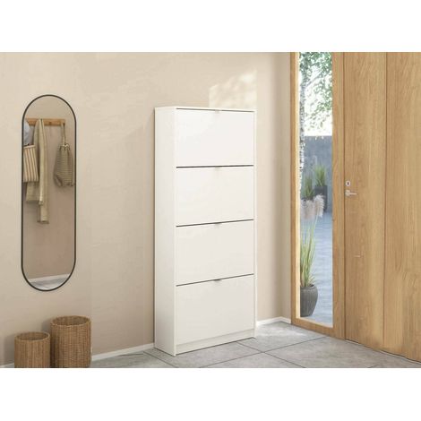 Dmora - Zapatero Natalie, Zapatero, Armario de entrada multiusos, Zapatero, 70x24 h162 cm, Blanco (1/5)