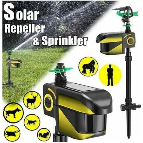 Répulsif solaire à eau pour animaux – Détection de mouvement infrarouge – Jet d'eau automatique – Couverture 90 m² – Poids 500 g (1/4)