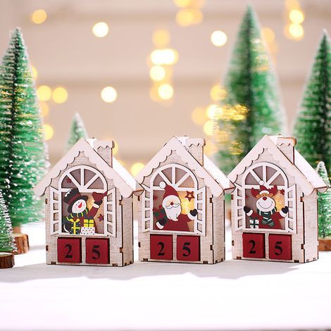 Décorations de Noël en bois : calendrier, Père Noël, bonhomme de neige, etc. (1/5)