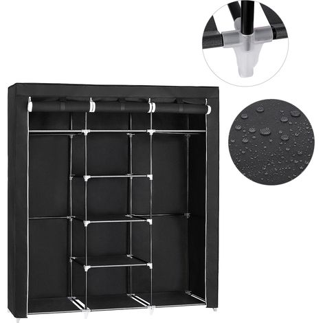 Armoire de Rangement Armoire armoire en tissu armoire pliante 17515045cm noir (1/5)