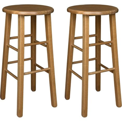 Sgabelli bar 2 rotondi h 68 cm noce chiaro gambe dritte